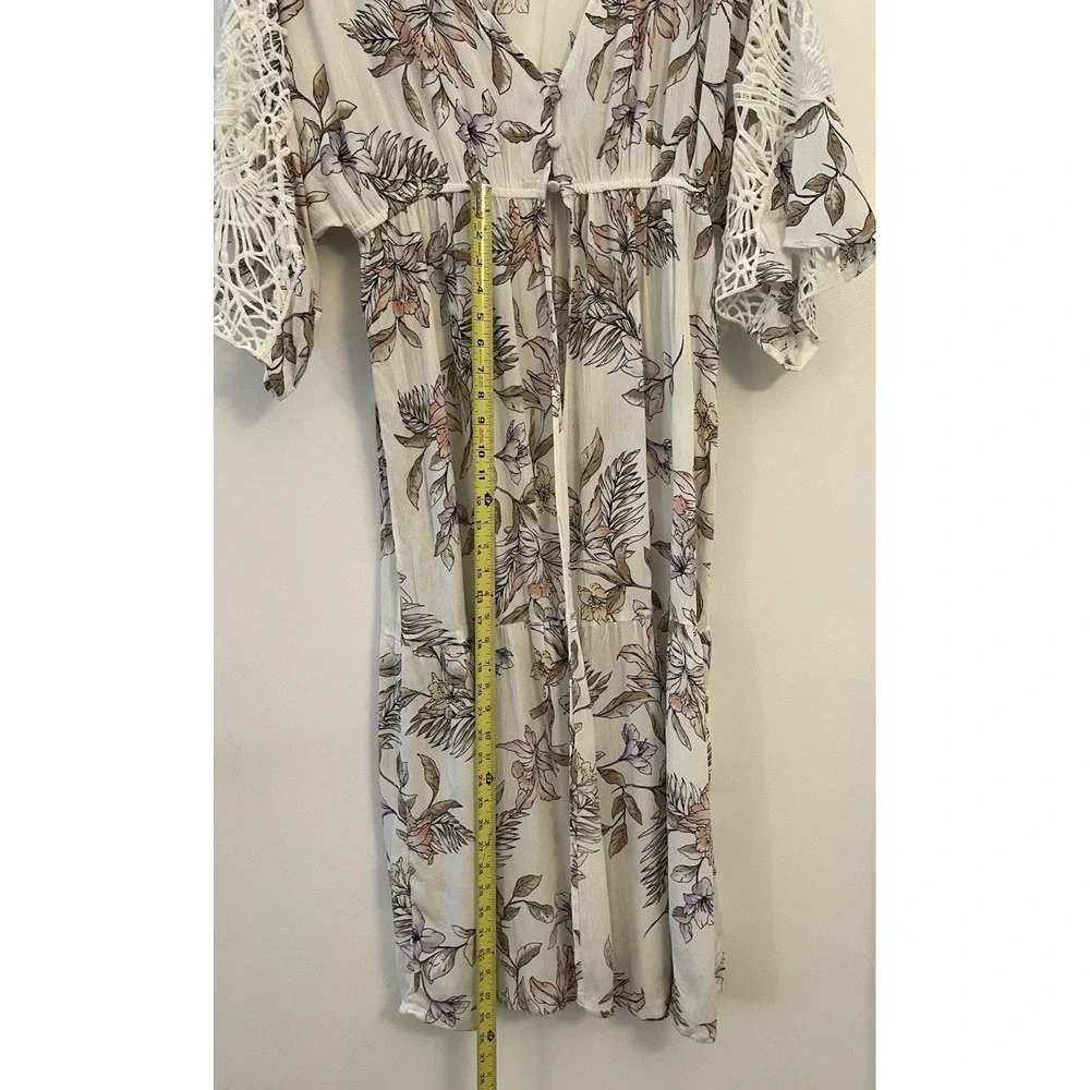 L.I.F.E Love Is For Eternity Floral Duster Beach Cover Up Size M Coastal Resort - Picture 8 of 12